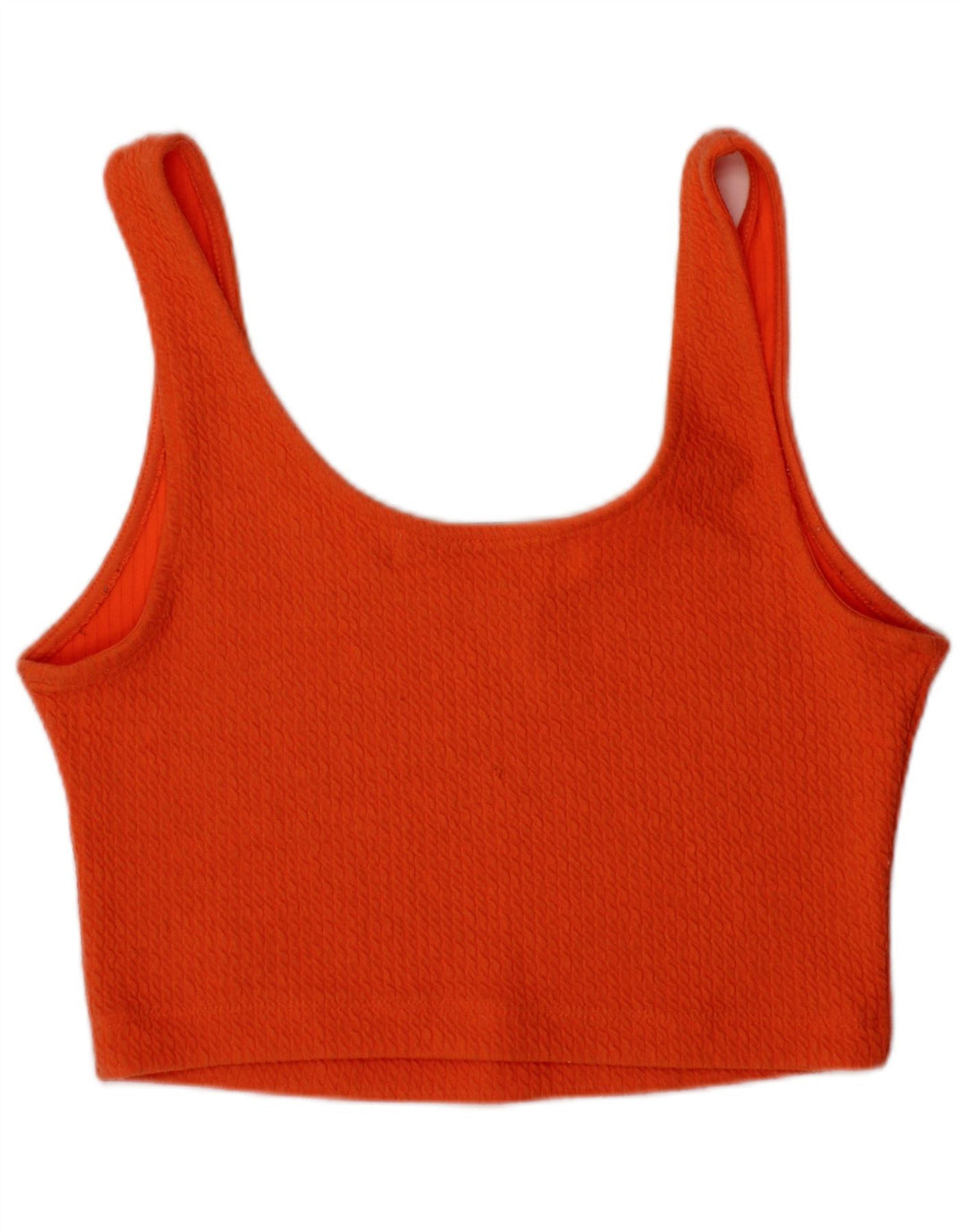 CALVIN KLEIN Womens Graphic Crop Top UK 4 XS Orange Polyester Modern