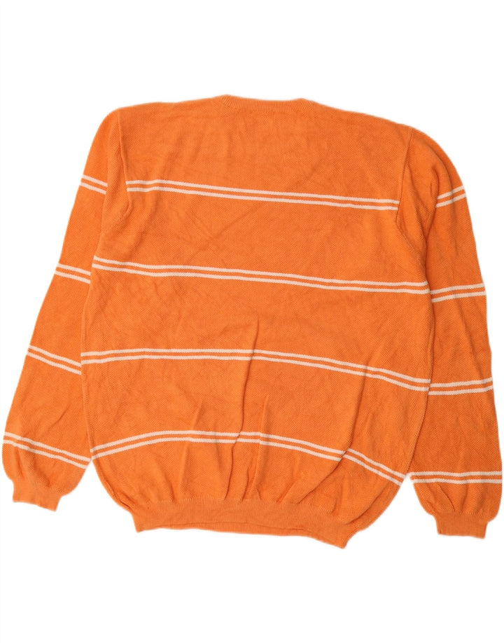 IZOD Herren-Pullover mit Rundhalsausschnitt, groß, orange gestreift, Baumwolle