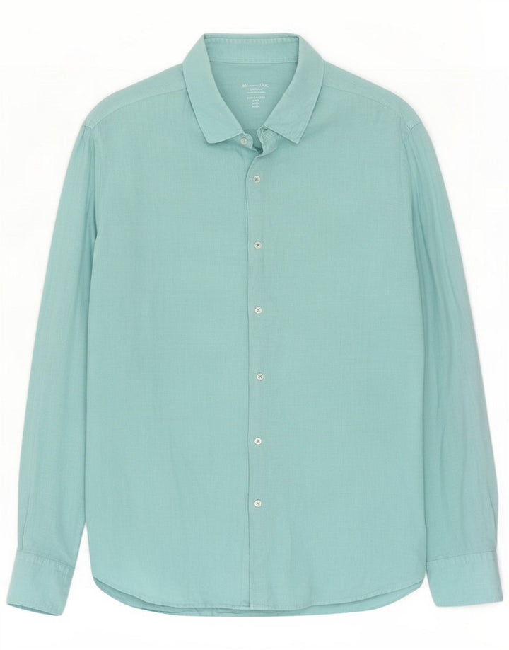 Massimo Dutti Herrenhemd XL Blaues Leinen