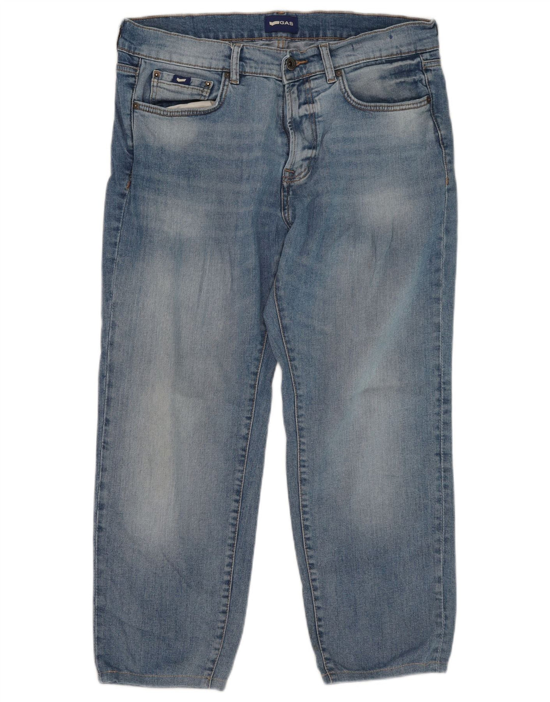 Gas Herren-Cropped-Jeans W33 L26 Blaue Baumwolle
