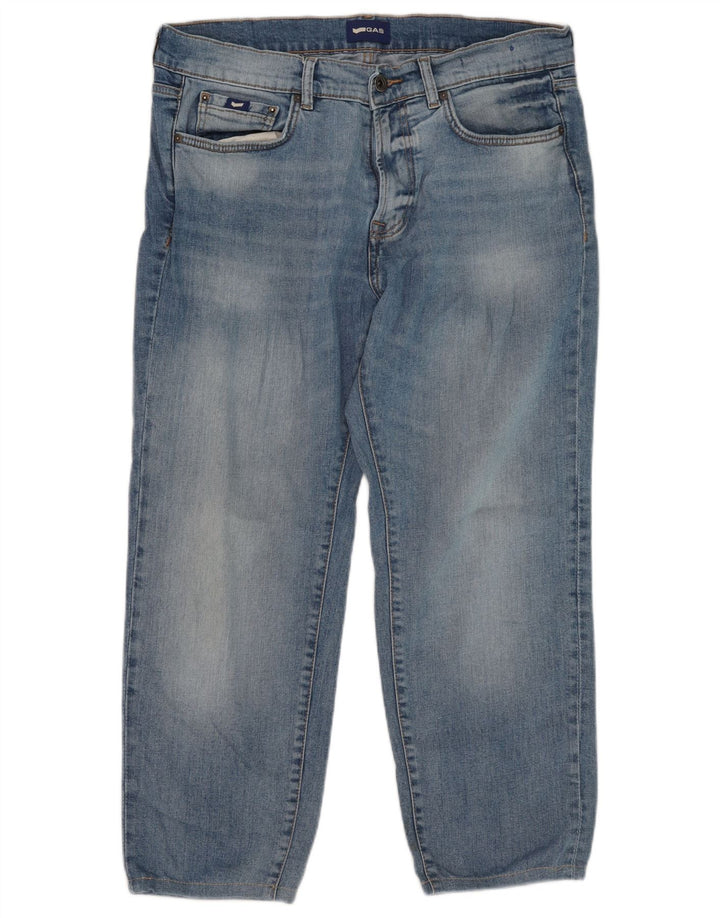 Gas Herren-Cropped-Jeans W33 L26 Blaue Baumwolle