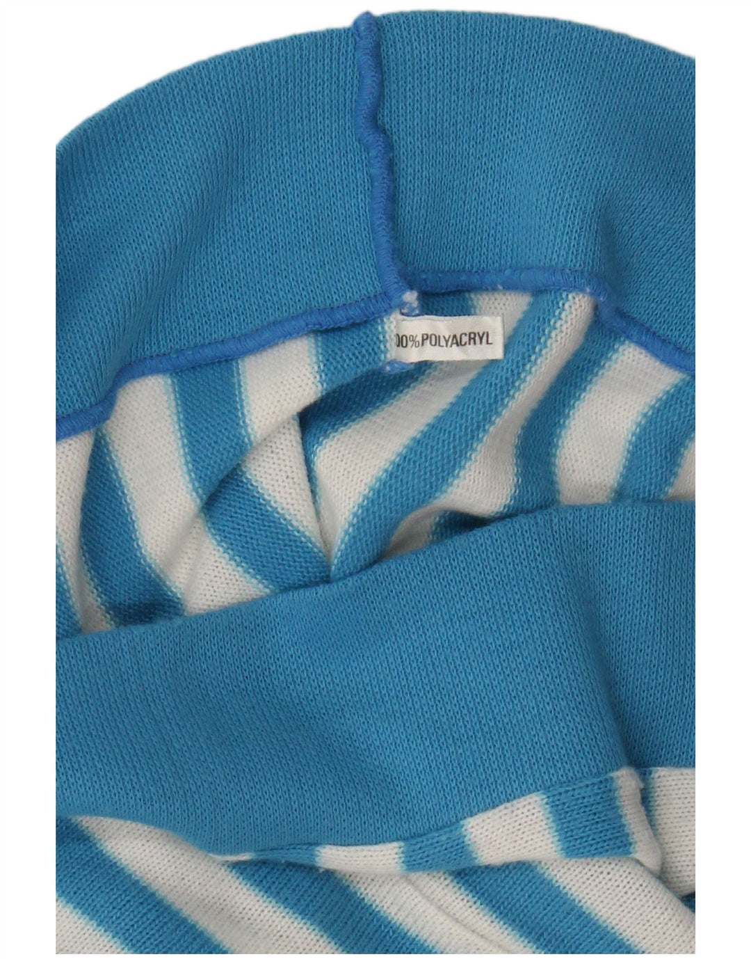 Vintage Damen Bluse Top UK 16 Großes blau gestreiftes Polyacryl
