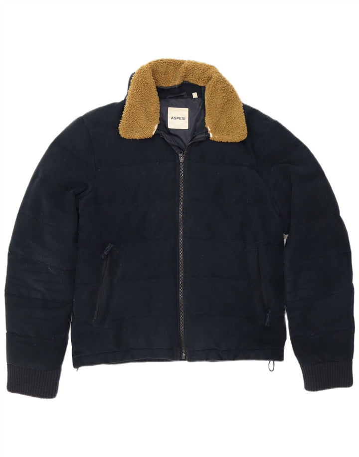 Aspesi Herren Wattierte Jacke UK 38 Medium Marineblau Baumwolle