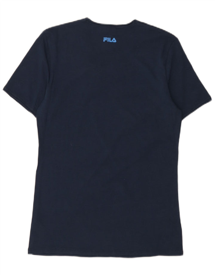 Fila Herren T-Shirt Top Small Marineblau Baumwolle