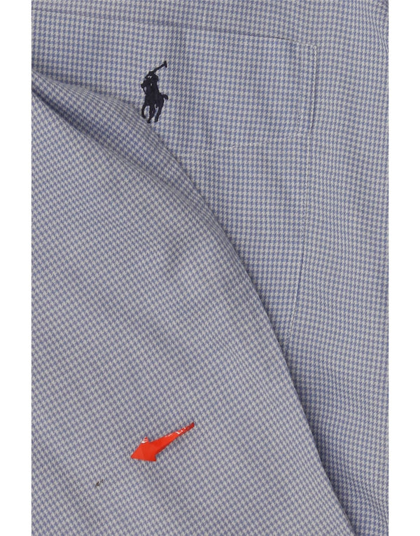 Ralph Lauren Herren Tilden Hemd XL, blaue Hahnentritt-Baumwolle