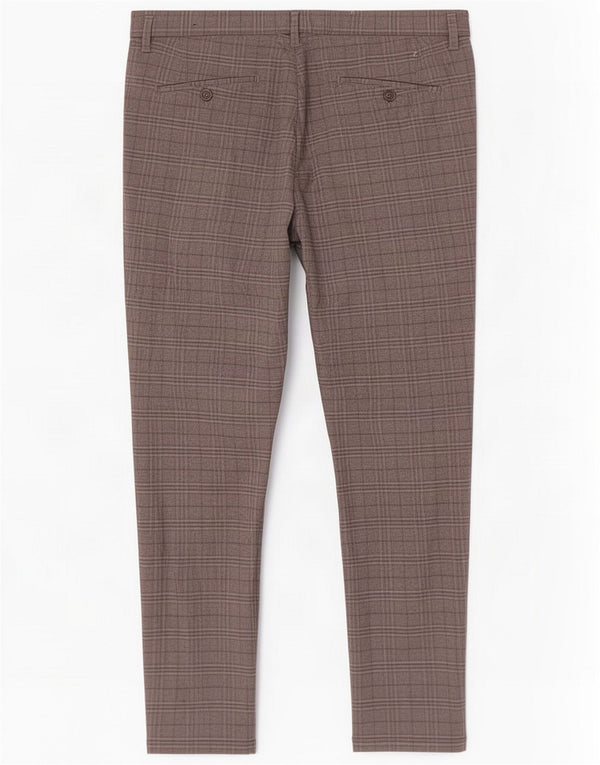 Zara Mens Slim Chino Trousers EU 44 Large W34 L31 Grey Check Polyester