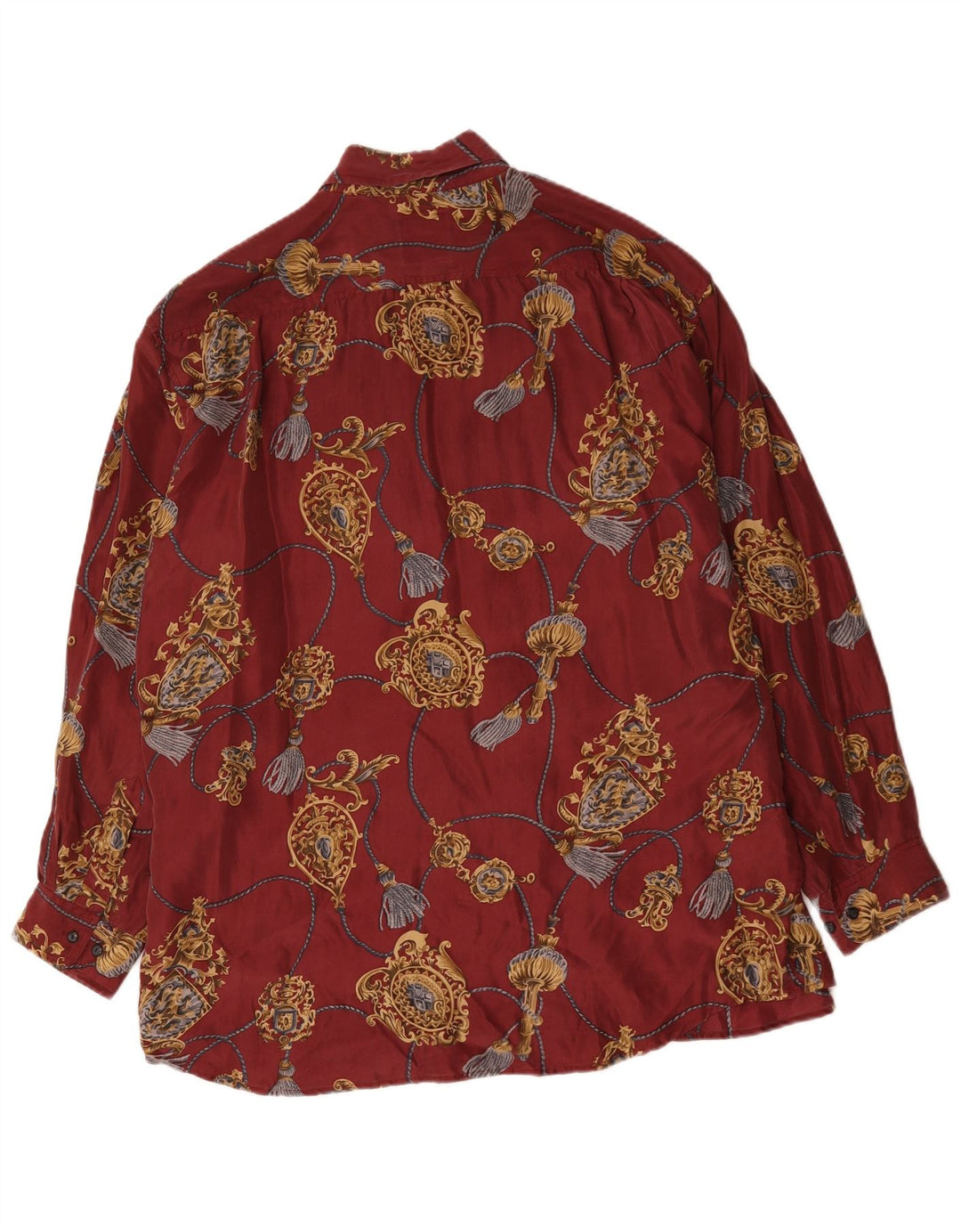 Vintage Herren Hemd mit abstraktem Muster, große rote Seide