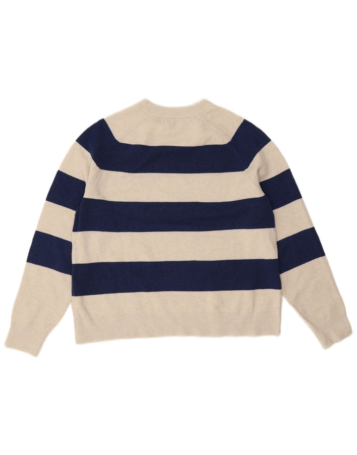 Marks & Spencer Damen Pullover mit Rundhalsausschnitt, UK 14, Mittelblau gestreift