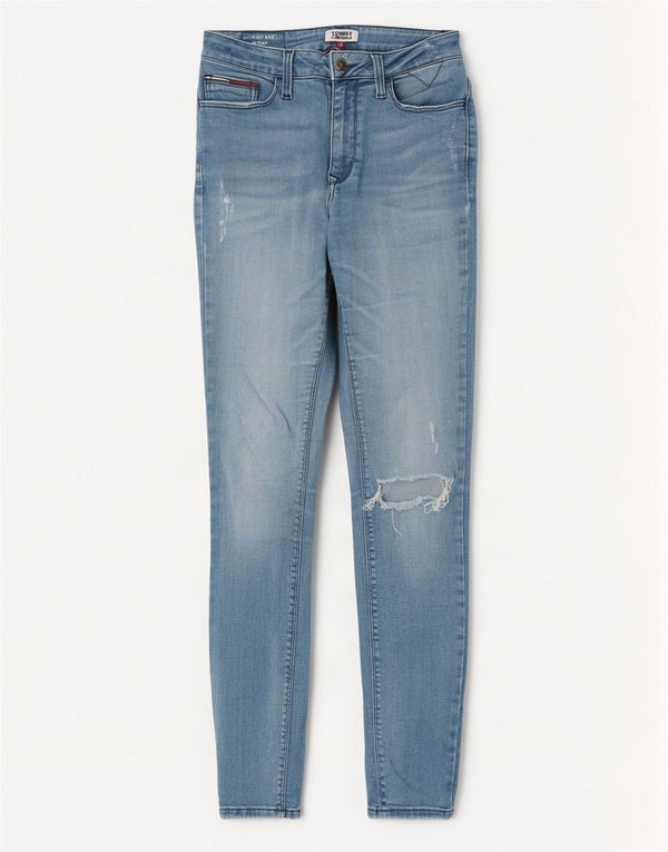 Tommy Hilfiger Damen Distressed High Rise Skinny Jeans W28 L32 Blaue Baumwolle