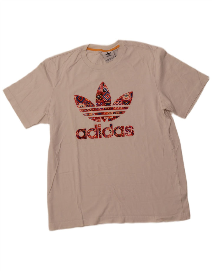 ADIDAS Herren Grafik-T-Shirt-Oberteil aus mittelweißer Baumwolle