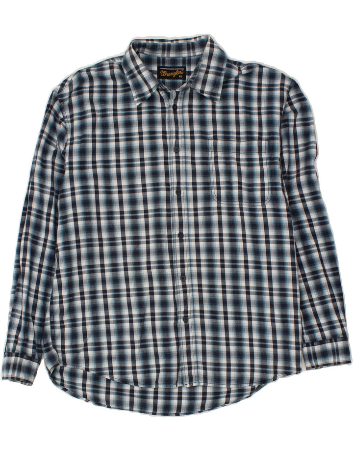 WRANGLER Mens Shirt XL Navy Blue Check Cotton Vintage Wrangler and Second-Hand Wrangler from Messina Hembry 