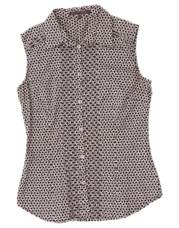 Les Copains Damen ärmellose Hemdbluse IT 42 Medium Navy Blue Heart