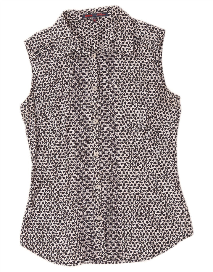 Les Copains Damen ärmellose Hemdbluse IT 42 Medium Navy Blue Heart