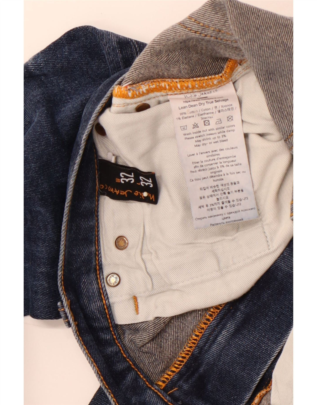 NUDIE JEANS Herren Skinny Jeans W32 L32 Blaue Baumwolle