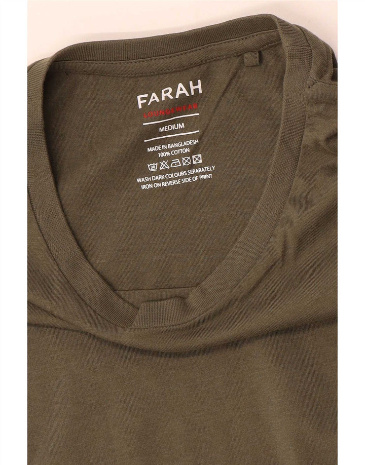 Farah Herren-T-Shirt-Oberteil aus mittlerer Khaki-Baumwolle