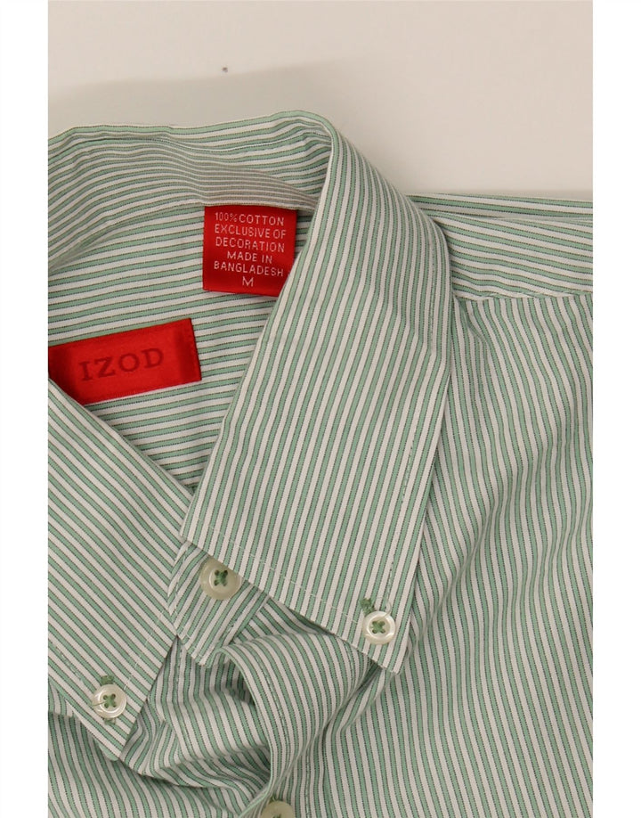 IZOD Mens Shirt Medium Green Pinstripe Cotton Vintage Izod and Second-Hand Izod from Messina Hembry 