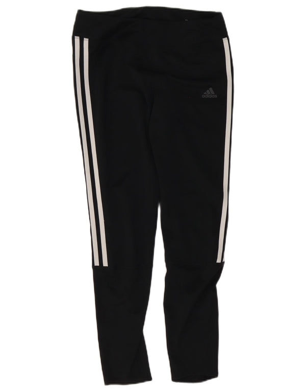 Adidas Damen Crop Leggings UK 12/14 Medium Schwarz Polyester Sport