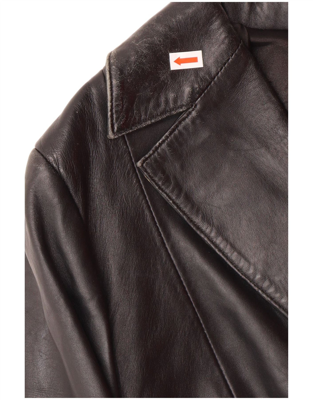 Vintage Damen Ledermantel UK 14 Mittelschwarzes Leder