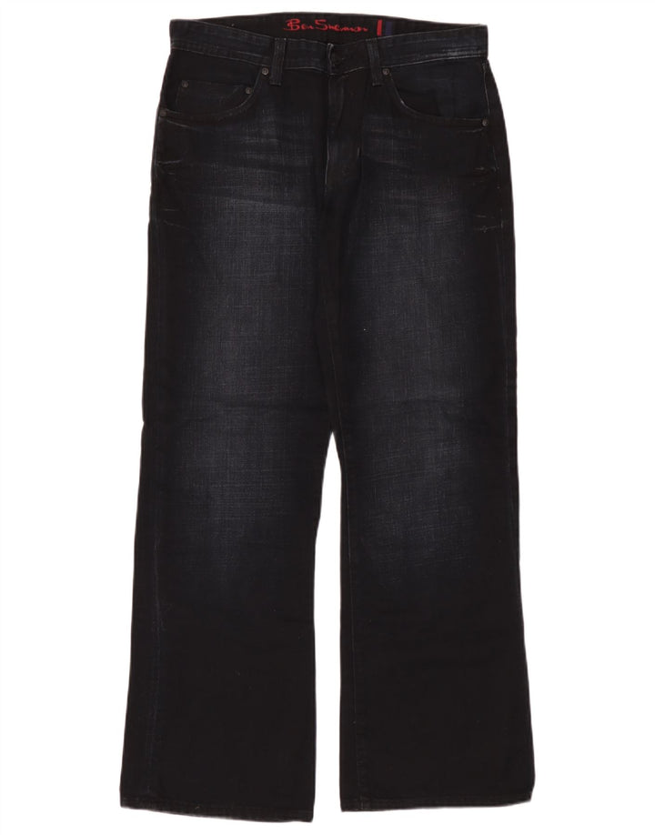 Ben Sherman Herren Bootcut Jeans W32 L30 Marineblaue Baumwolle