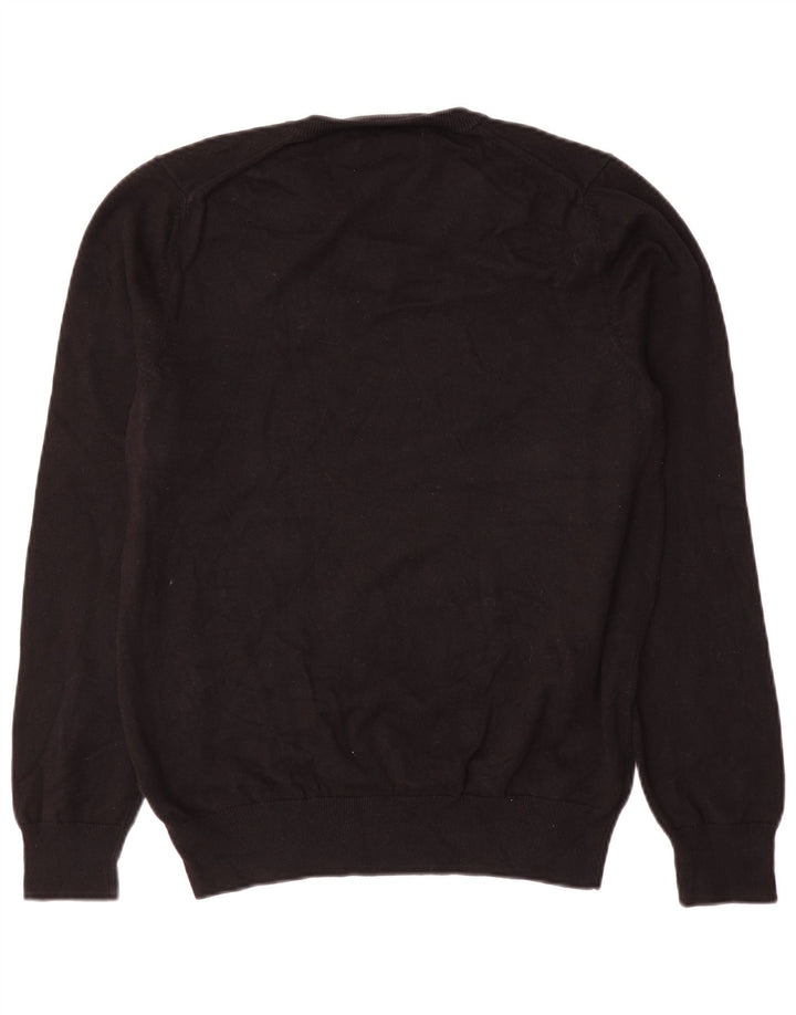 Marks & Spencer Herren-Pullover mit V-Ausschnitt aus mittelschwarzer Baumwolle