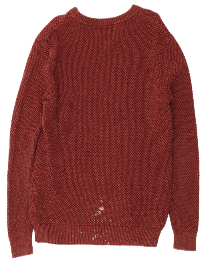 Zara Herren-Pullover mit U-Boot-Ausschnitt, XL, rote Baumwolle