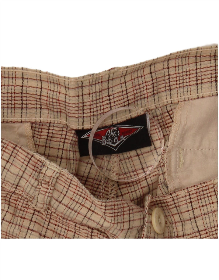 BEAR Herren Chino-Shorts W38 XL Beige karierte Baumwolle