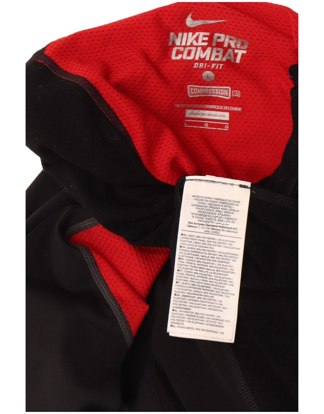 Nike Herren-Kompressionsoberteil, langärmlig, groß, schwarzes Farbblock-Polyester