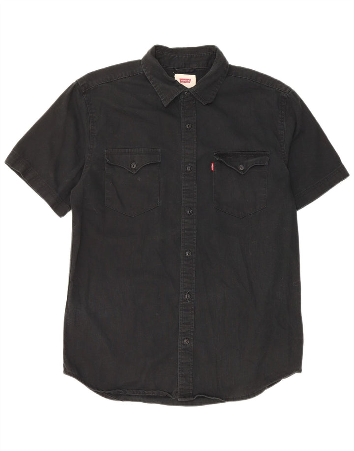 Levi's Herren Kurzarmhemd Small Schwarz Baumwolle