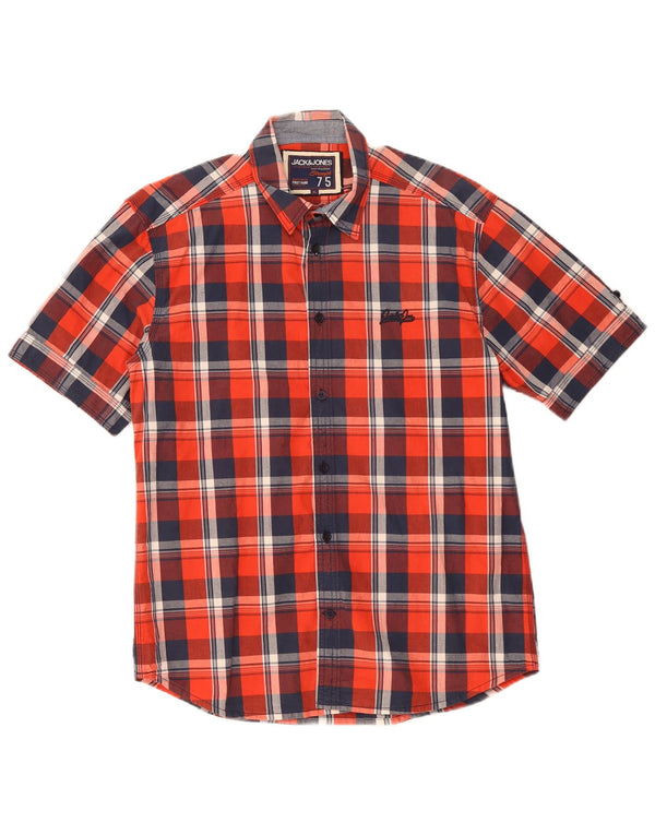 JACK & JONES Herren Kurzarmhemd XL rot kariert Baumwolle