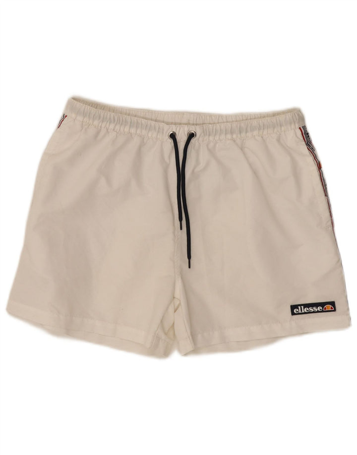 ELLESSE Mens Graphic Swimming Shorts Large  White Colourblock Polyester