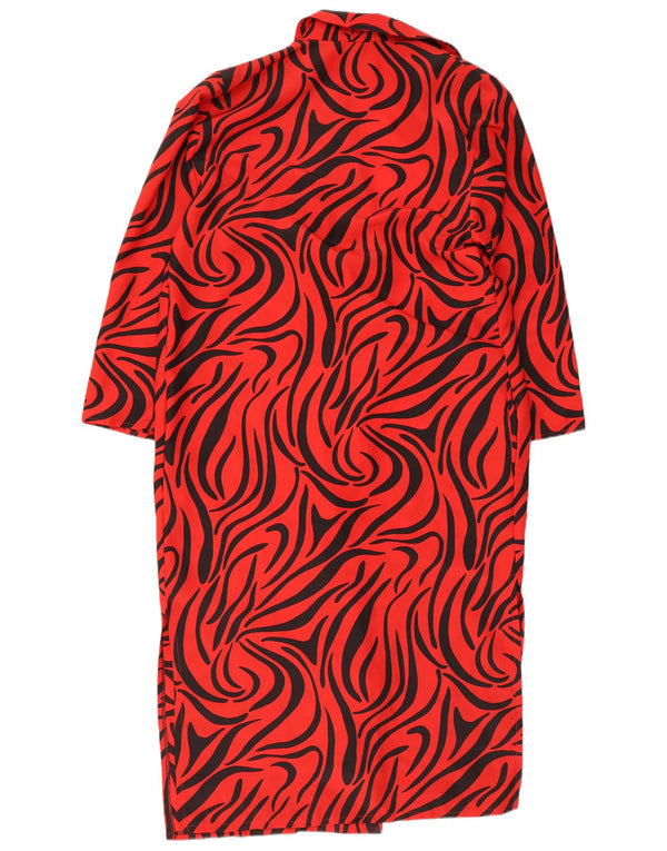 Vintage Damen Übergroßes Robenkleid mit 3/4-Ärmeln, UK 10, kleiner roter Tierdruck