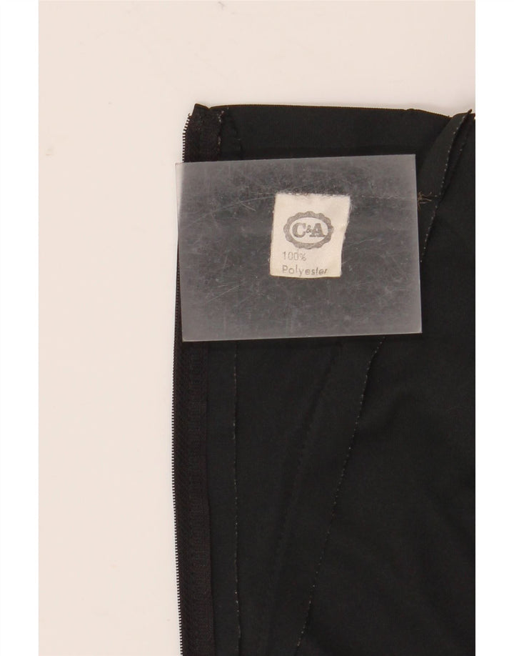 C&A Damen Batwing Pouf Kleid UK 12 Mittelschwarzes, geblümtes Polyester