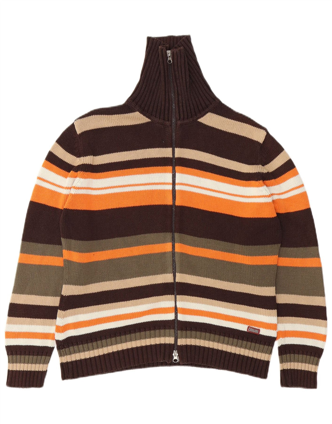 VINTAGE Damen Cardigan Pullover UK 14/16 Groß Mehrfarbig gestreift