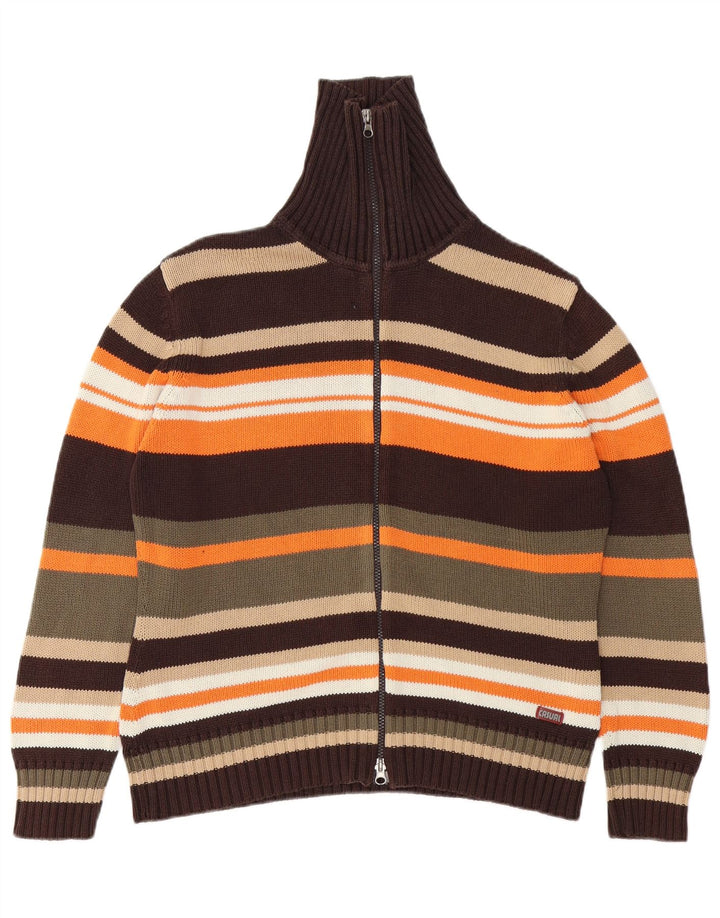 VINTAGE Damen Cardigan Pullover UK 14/16 Groß Mehrfarbig gestreift