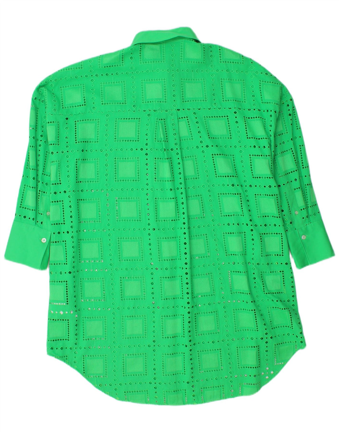 MSGM Damen Übergroßes Hemdkleid IT 40 Mittelgrüne geometrische Baumwolle