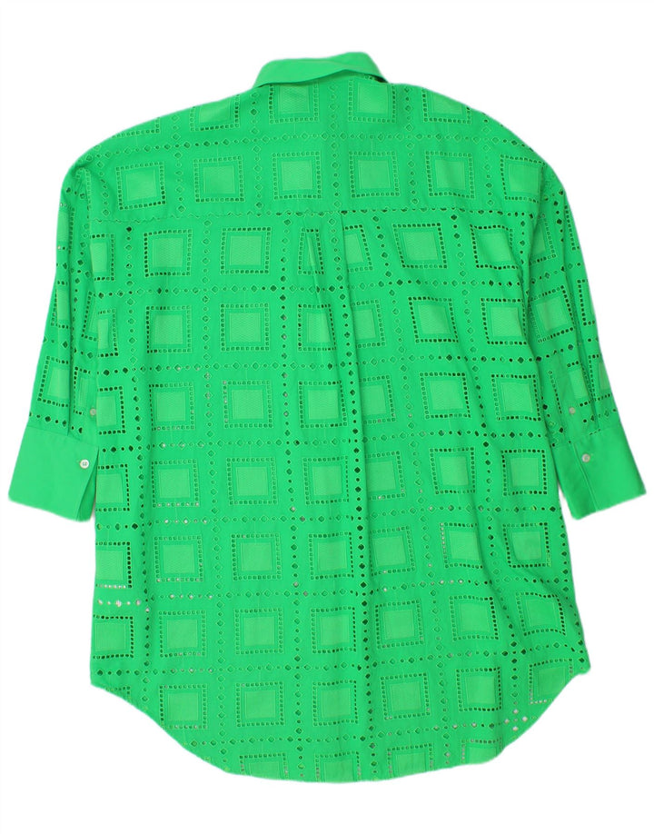 MSGM Damen Übergroßes Hemdkleid IT 40 Mittelgrüne geometrische Baumwolle
