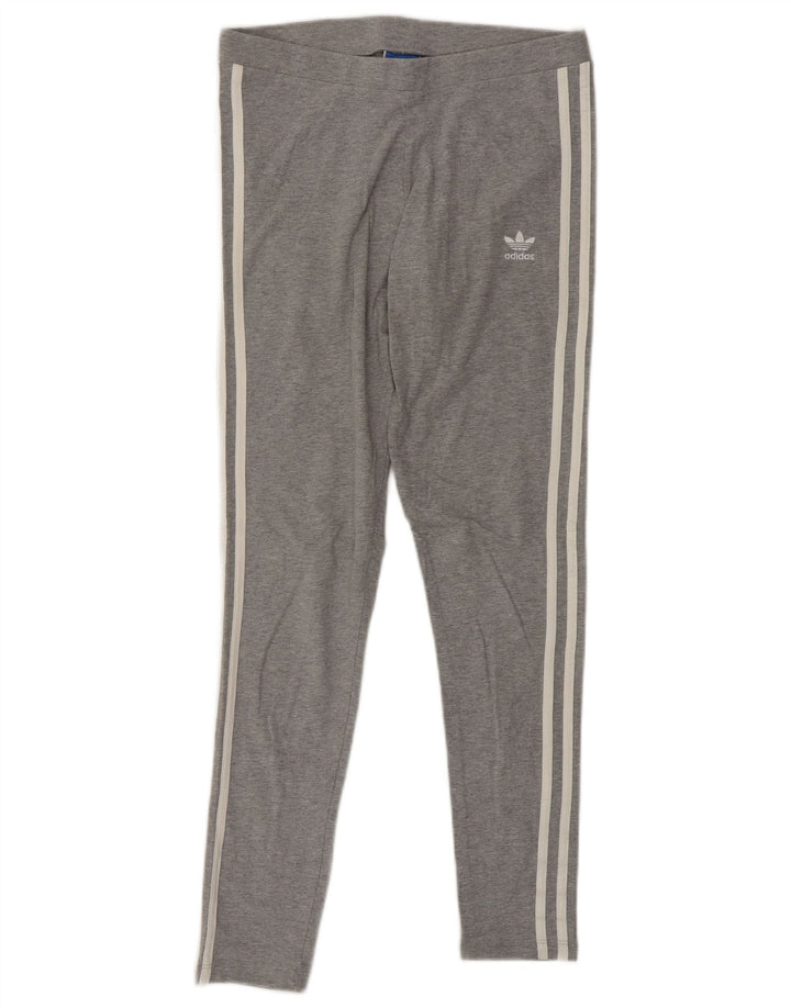 ADIDAS Damen Leggings UK 6 XS Graue Baumwolle