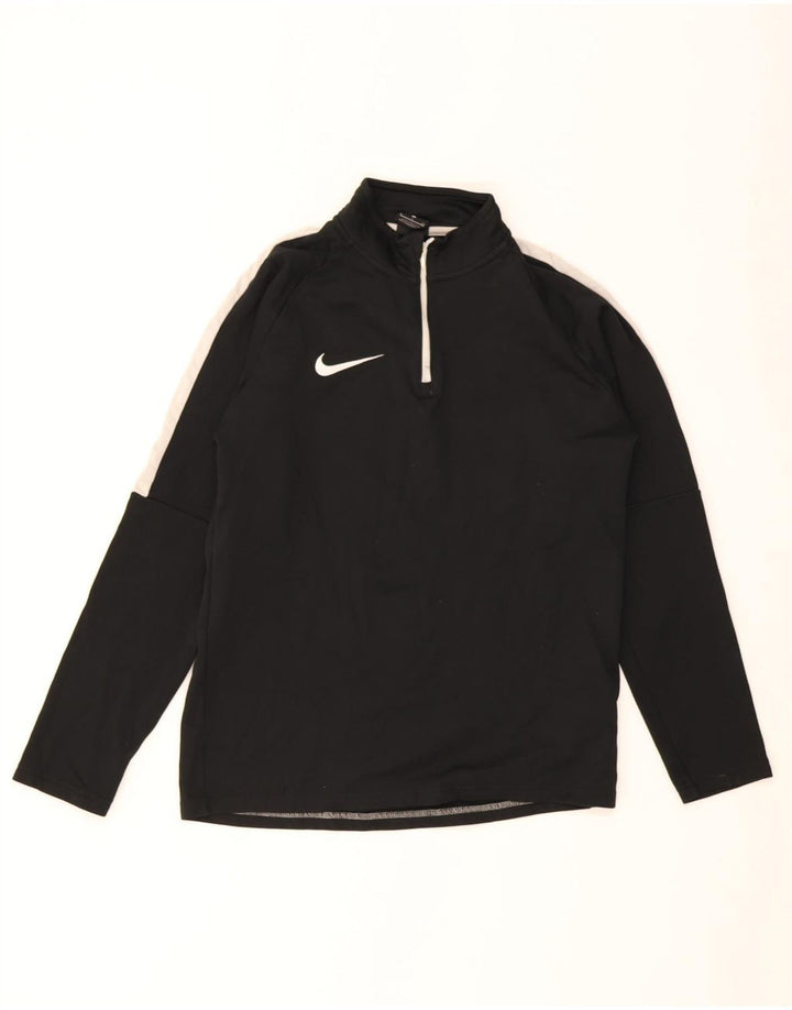 Nike Herren Dri Fit Sweatshirt mit Reißverschluss am Hals, Größe S, Schwarz, Farbblock
