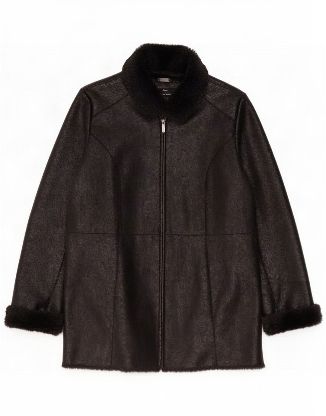 Dennis Basso Damen Sherpa-Jacke aus Kunstleder, UK 14, Mittelschwarz, Polyester