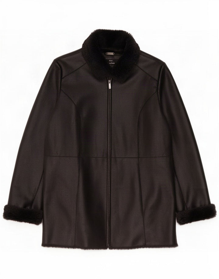 Dennis Basso Damen Sherpa-Jacke aus Kunstleder, UK 14, Mittelschwarz, Polyester