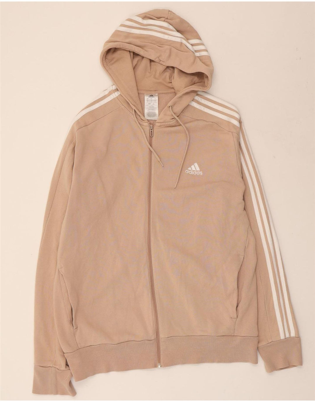 ADIDAS Damen-Kapuzenpullover mit Reißverschluss, UK 16, Größe L, Beige, Baumwolle