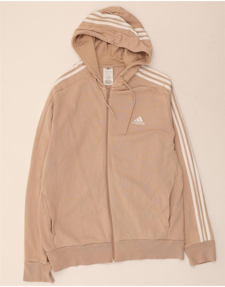 ADIDAS Damen-Kapuzenpullover mit Reißverschluss, UK 16, Größe L, Beige, Baumwolle