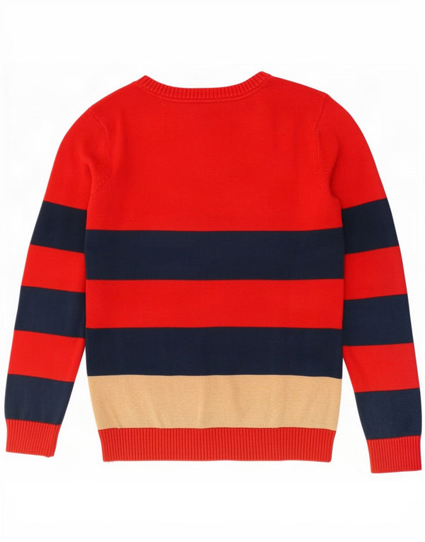 Tommy Hilfiger Damen-Pullover mit U-Boot-Ausschnitt, UK 14, mittelrot gestreift