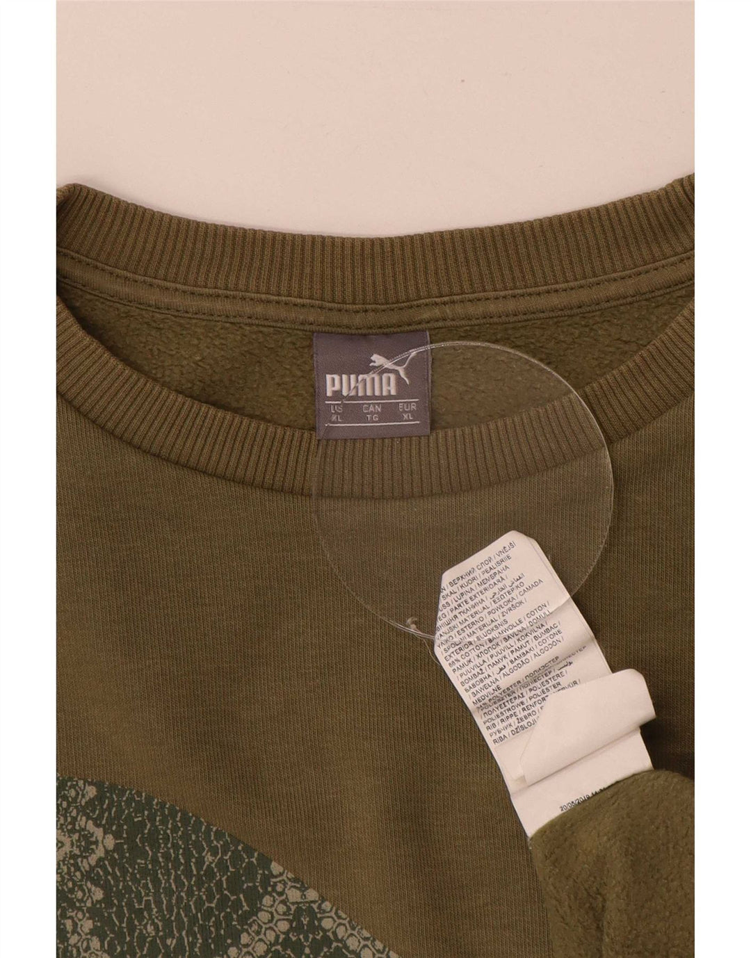 Puma Herren Grafik Sweatshirt Pullover XL Khaki Baumwolle