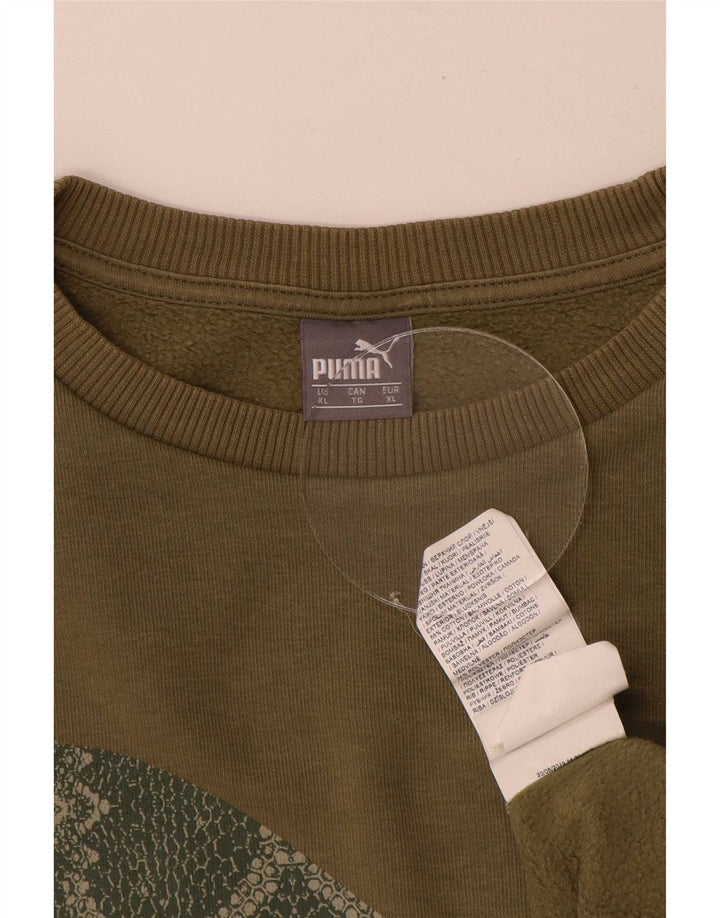 Puma Herren Grafik Sweatshirt Pullover XL Khaki Baumwolle
