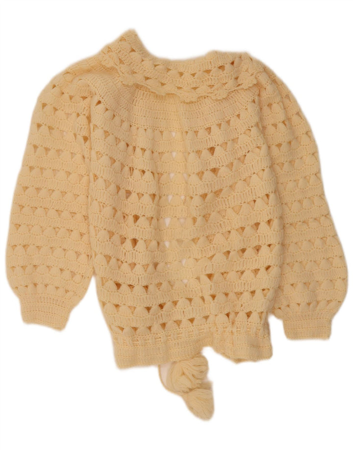 Vintage Damen Cardigan Pullover UK 12 Medium Beige