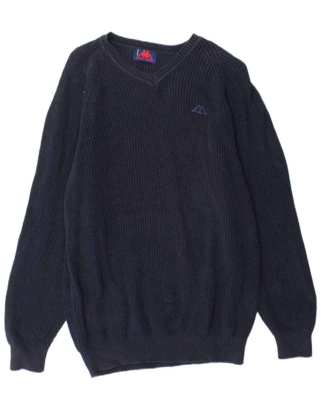 Kappa Herren-Pullover mit V-Ausschnitt aus mittelblauer Baumwolle
