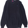 Kappa Herren-Pullover mit V-Ausschnitt aus mittelblauer Baumwolle