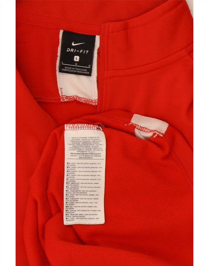 Nike Herren Dri Fit Pullover-Trainingsoberteil mit Reißverschluss, Größe L, Rot, Farbblock