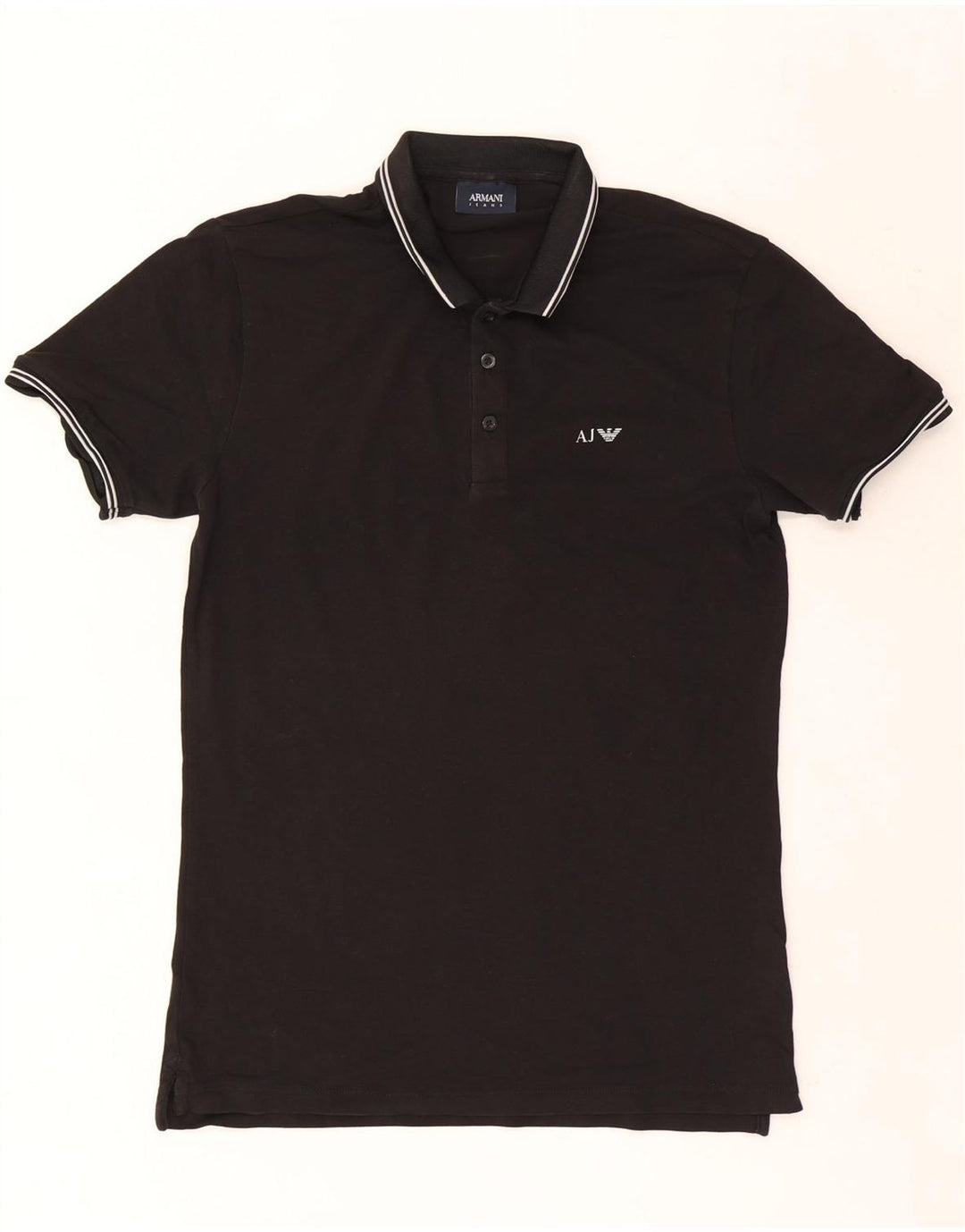 Armani Jeans Herren-Poloshirt, mittelschwarz, gestreift, Baumwolle